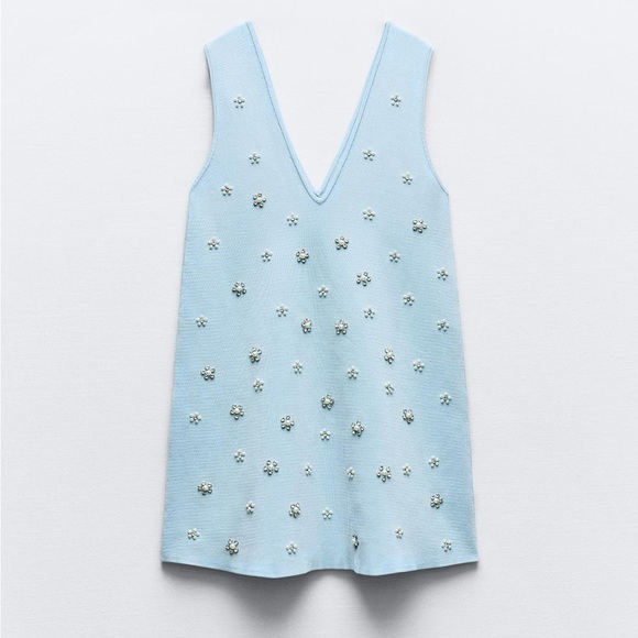 Zara BEADED JEWEL KNIT MINI DRESS - Picture 7 of 11